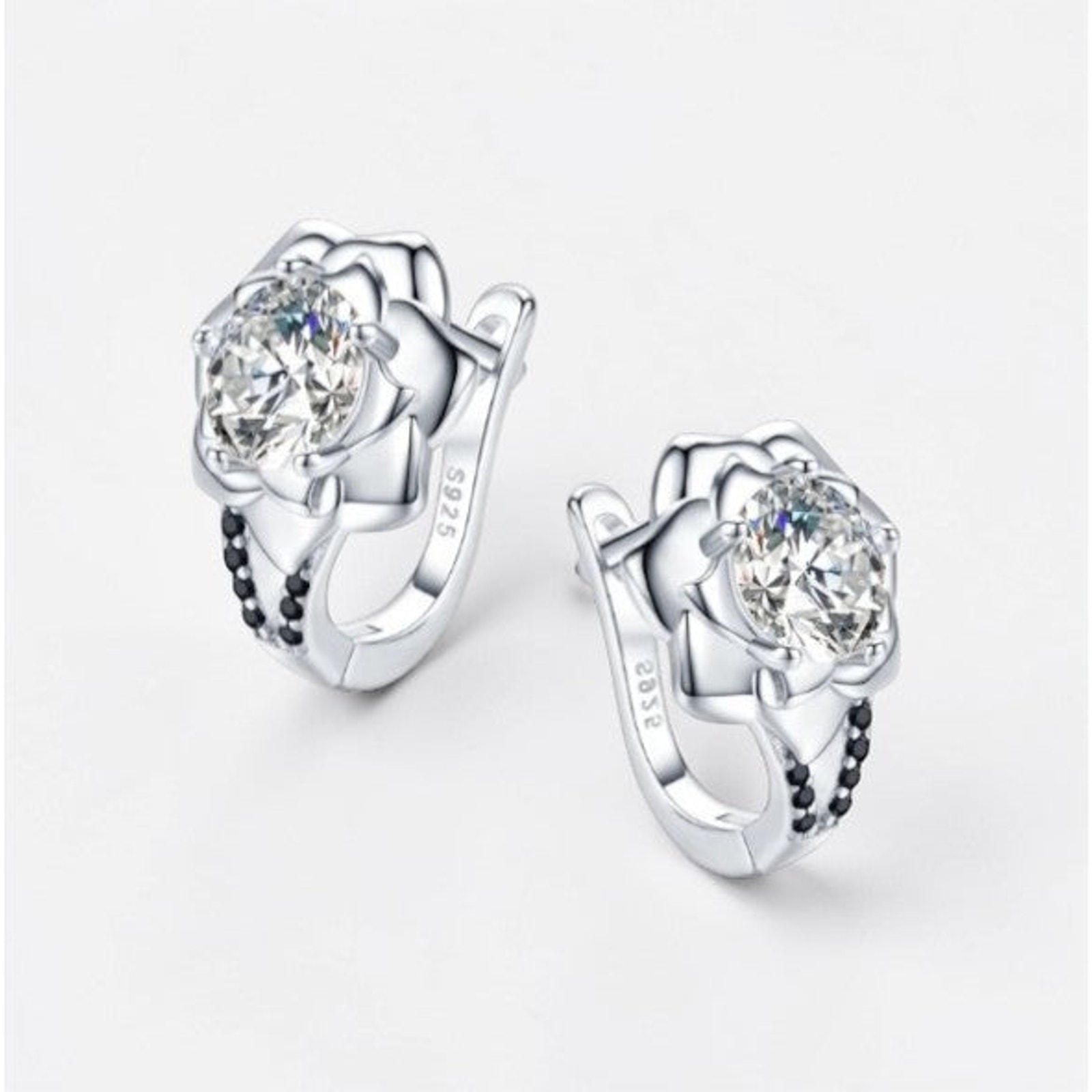 925 Sterling Silver Floral Hoop Earrings 49$
